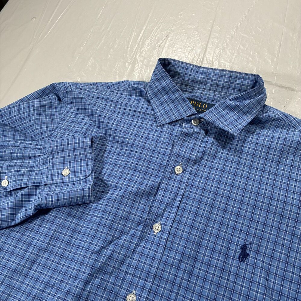 Polo Ralph Lauren Men's Large Button Down Blue Plaid Preppy